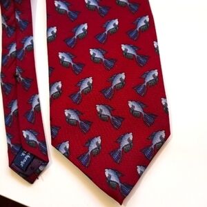 Vintage Jerry Garcia Necktie Blue Fish Stonehenge ART LTD Silk Hand Sewn